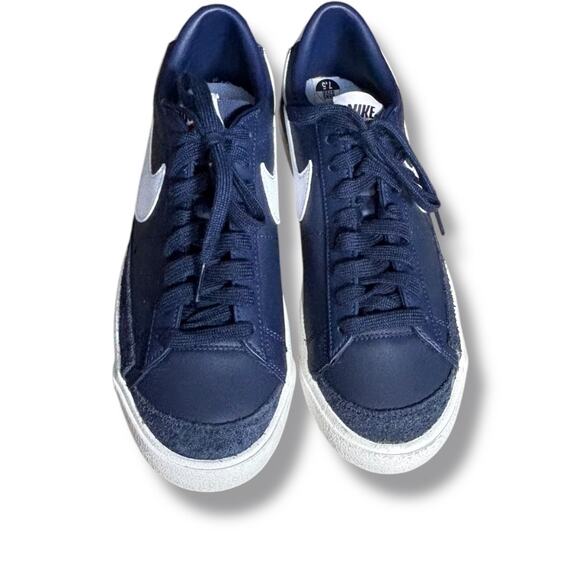 Nike Court Royale 749747-411 Mens Midnight Navy/White Casual  Nike Court Royale Low Navy Blue White Leather Lace Up Court Sneakers Mens 7.5